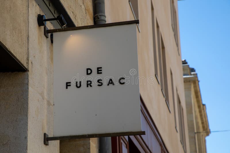 De Fursac Brand Text Facade Store Signage and Logo Sign on Shop Wall ...