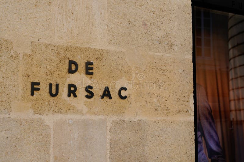 De Fursac Logo and Text Sign Front of Boutique Facade Men Suits Shop ...