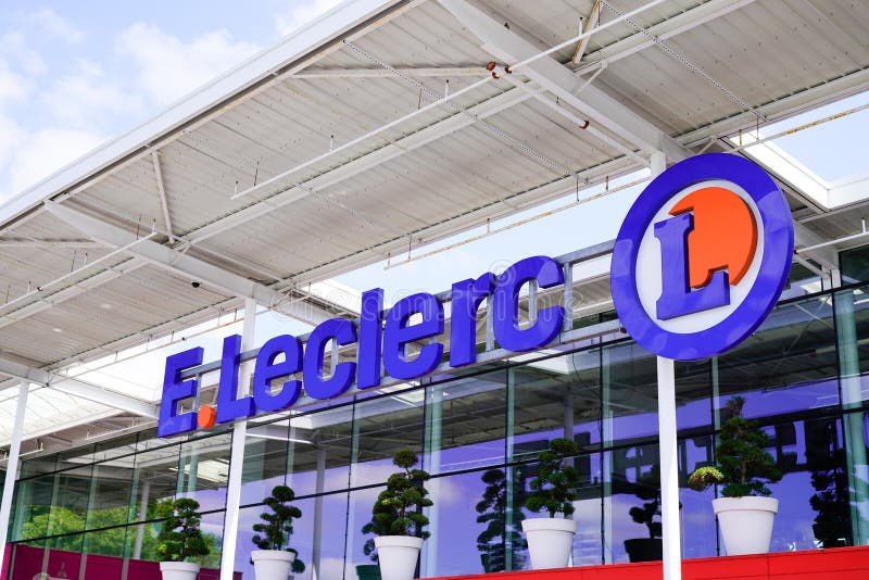 Leclerc Logo And Sign Front Of Gas Service Station Store E ...