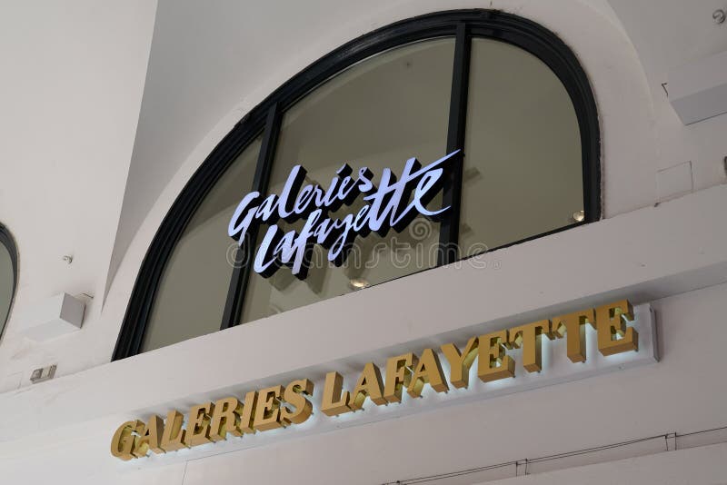 Galeries Lafayette Logo Brand and Text Sign on Shop Wall Facade French ...