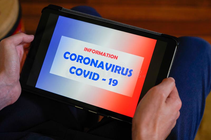 Bordeaux aquitaine france 03 03 2020 : information om covid19 coronavirus Medicinsk rapportinformation på bildskärmstabletten