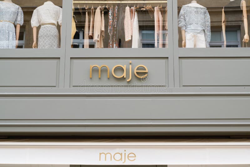 Maje Logo Brand Boutique Entrance and Text Sign Facade Clothes Women ...