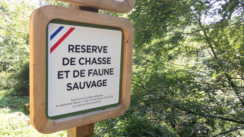 Reserve De Chasse Et De Faune Sauvage Text Sign and Brand French Logo Means Hunting Editorial Photo - Image of caution, reserve: 242148556