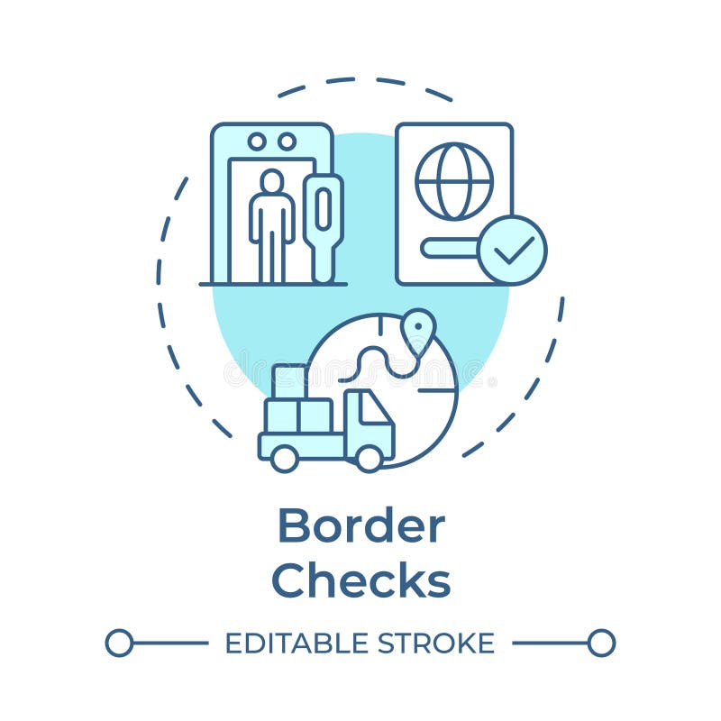 Border checks soft blue concept icon royalty free illustration
