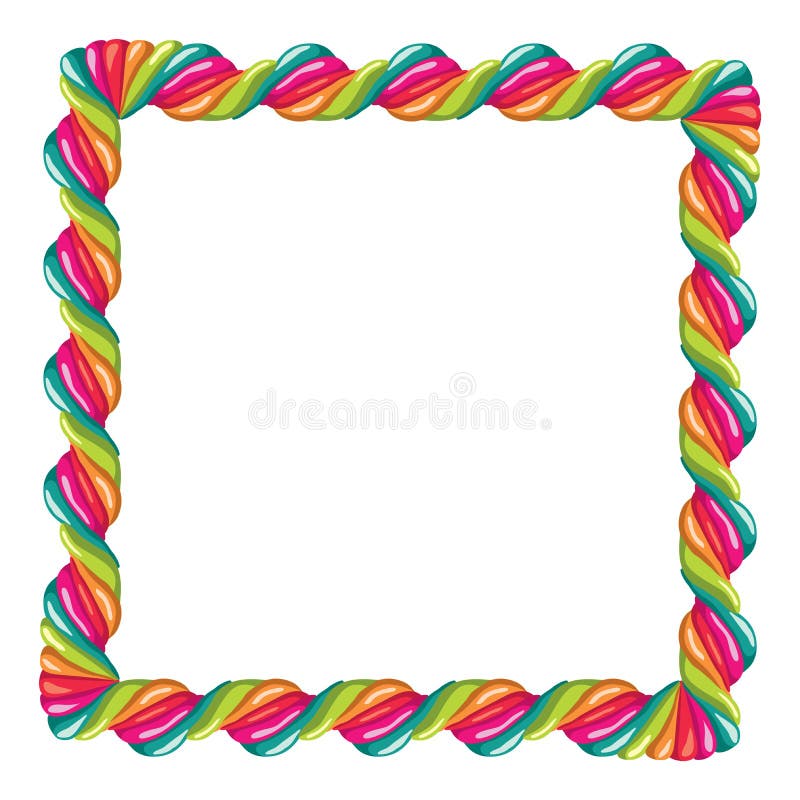 Border of colorful twisted lollipop candy. vector