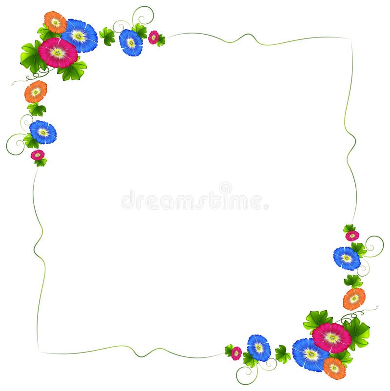 A Border Design with Fresh Colorful Flowers Stock Vector Illustration