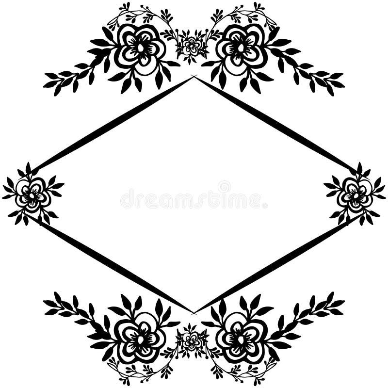 Floral frame, greeting card. Stylized Roses flower bouquet hand drawing.  Outline icon symbol. Wedding, birthday invitation card #2614140 |  Clipart.com