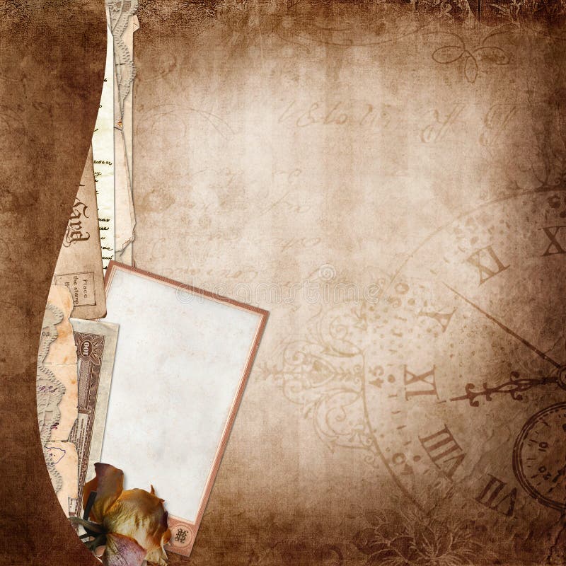 Border with old documents and photos on vintage background stock illustration Border with old documents and photos on vintage background stock illustration
