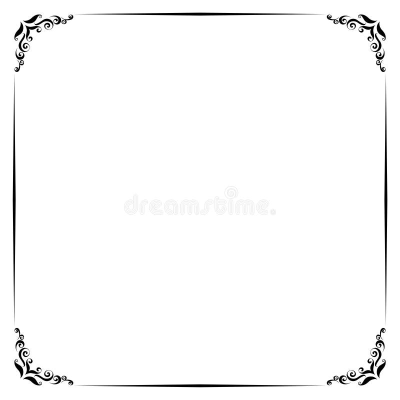 Black Border ornament pattern frame isolated on white background. Decorative Line Border Frame stock illustration