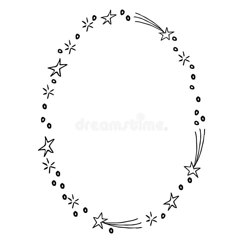 Border Oval Frame in Simple Style with Stars, Lines, Circles Isolated on  White Background. Doodle Cute Decoration Stock Vector - Illustration of  pattern, element: 241094745