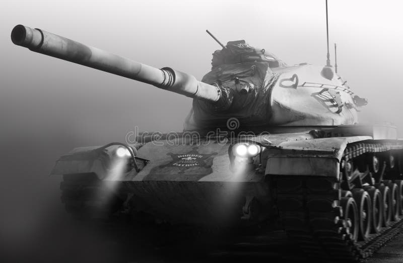Border Patrol Breaks Out Big Gun. Border Patrol breaks out the big gun on a foggy night with an old Military tank brought back out of retirement to serve and royalty free stock photos Border Patrol Breaks Out Big Gun. Border Patrol breaks out the big gun on a foggy night with an old Military tank brought back out of retirement to serve and royalty free stock photos