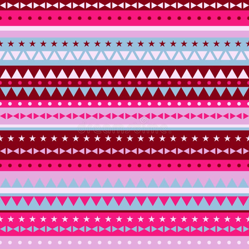 Border pattern triangles and stars - red pink