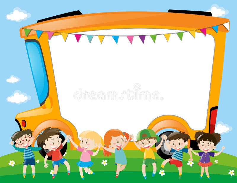 Border Template with Children in the Park Stock Vector Illustration