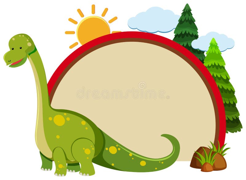 Border Template with Green Dinosaur Stock Vector Illustration of