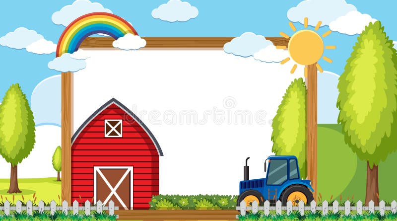 Border Template With Tractor And Barn In Background Stock Illustration ...