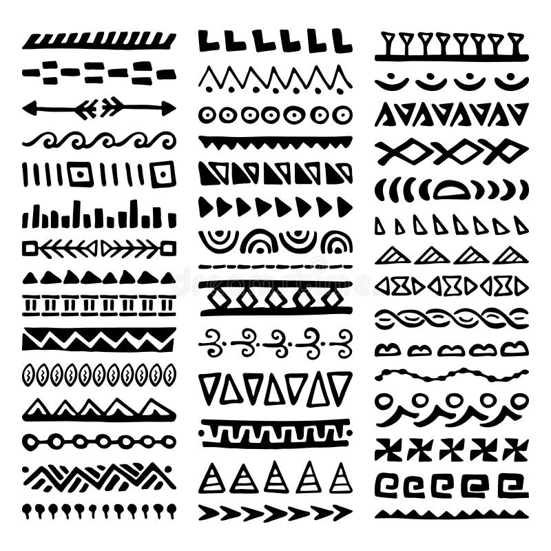 Borders Collection in Ethnic Style Stock Vector - Illustration of ...