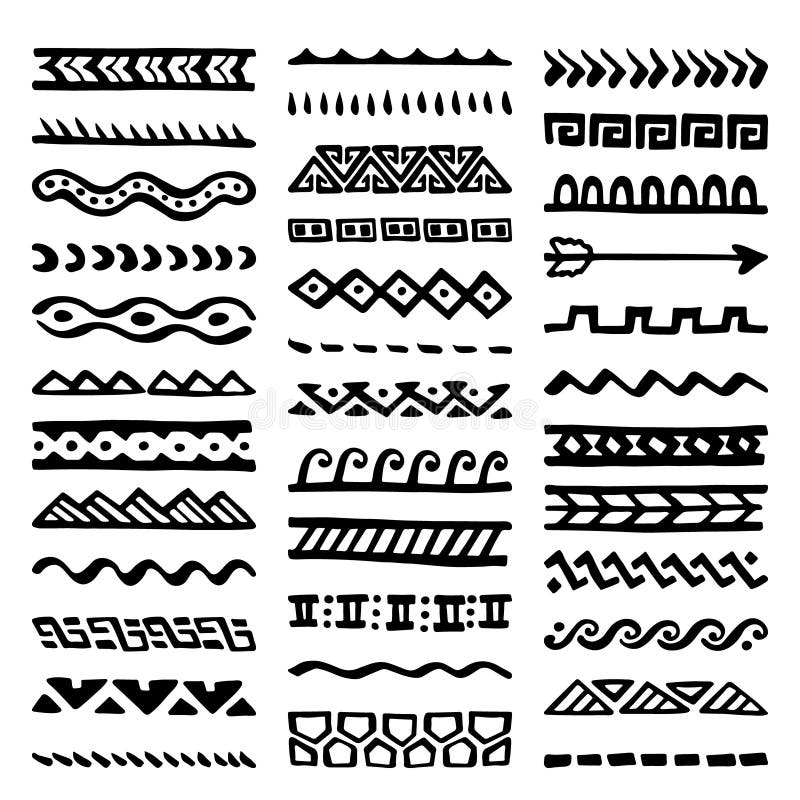 Borders Collection in Ethnic Style Stock Vector - Illustration of maori ...