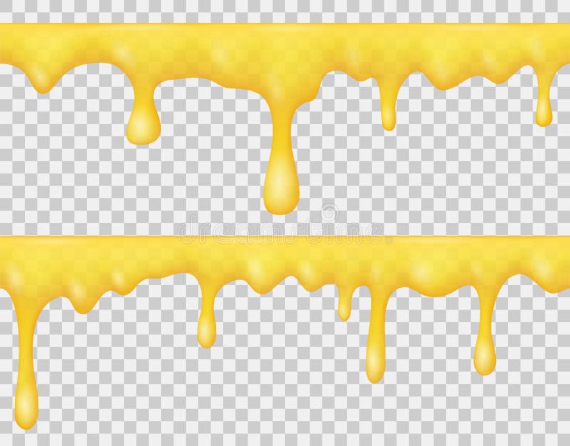 Borders of dripping liquid honey or yellow caramel