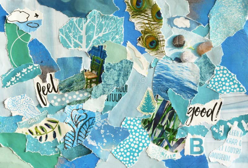 Bordo di umore del collage fatto di pezzi di carta lacerati royalty illustrazione gratis Bordo di umore del collage fatto di pezzi di carta lacerati royalty illustrazione gratis