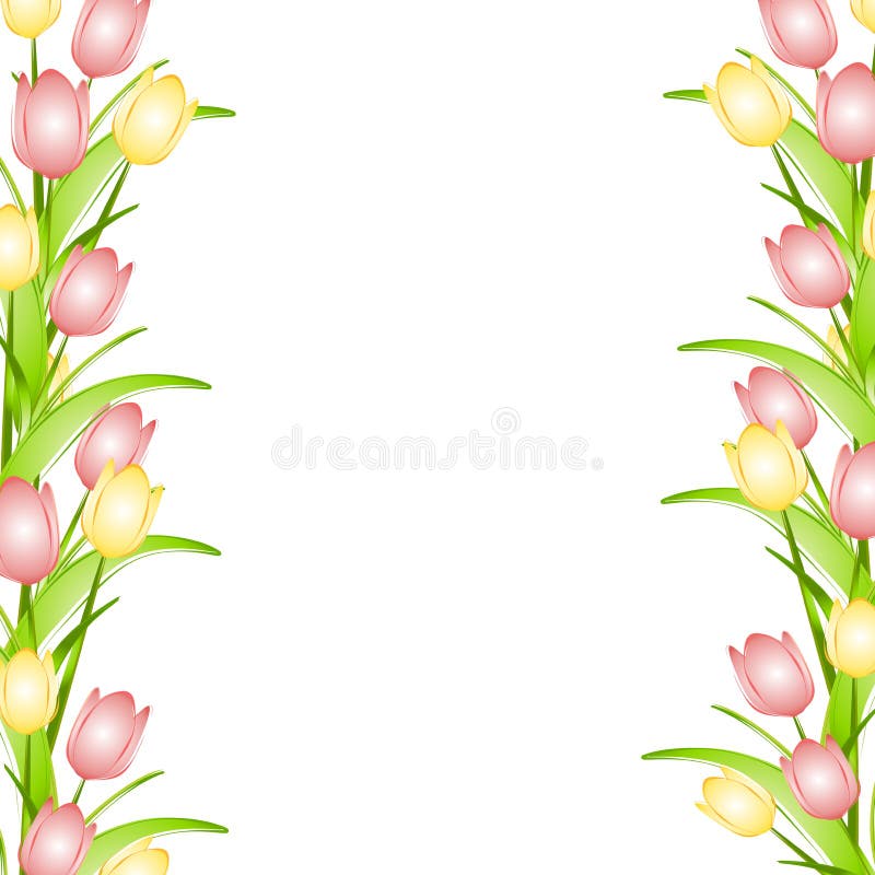 Bordo giallo dentellare del fiore dei tulipani della sorgente illustrazione di stock Bordo giallo dentellare del fiore dei tulipani della sorgente illustrazione di stock