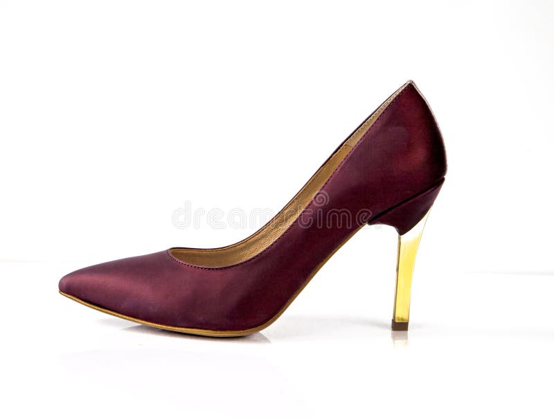 Bordo High Heel Women Shoes Isolated on White Background Stock Image ...
