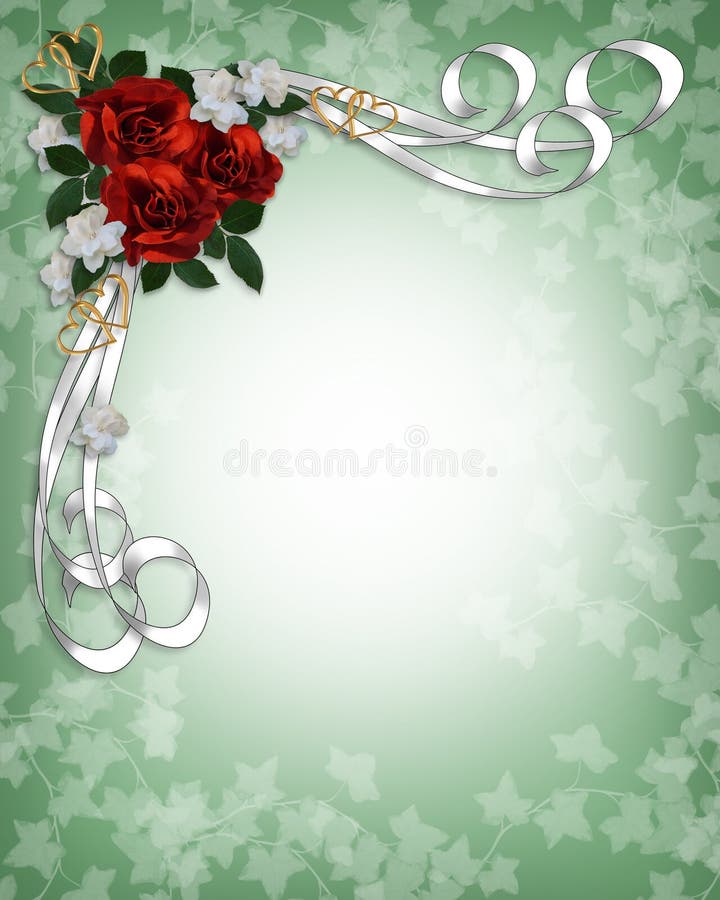 Bordo rosso delle rose dell'invito di cerimonia nuziale illustrazione vettoriale Bordo rosso delle rose dell'invito di cerimonia nuziale illustrazione vettoriale