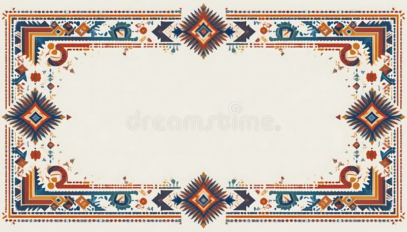Bordura geometrică a modelului sud-vestic cu elemente tribale pentru design grafic royalty free illustration
