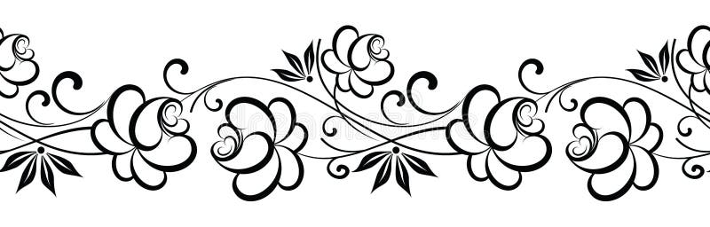 Bordură de flori de trandafir fără sudură stock illustration
