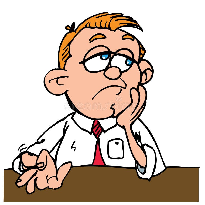Bored beeldverhaalmens die zijn vingers trommelt stock illustratie Bored beeldverhaalmens die zijn vingers trommelt stock illustratie