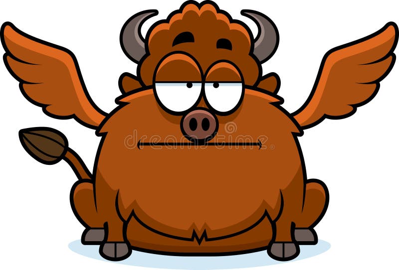 Bored Cartoon Buffalo Wings Stock Vector Illustration of bison