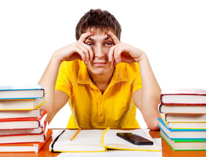 Bored Student with a Books stock photo