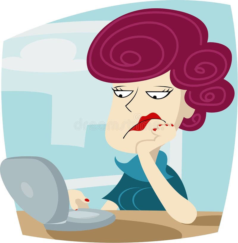 A woman is bored at work royalty free illustration.