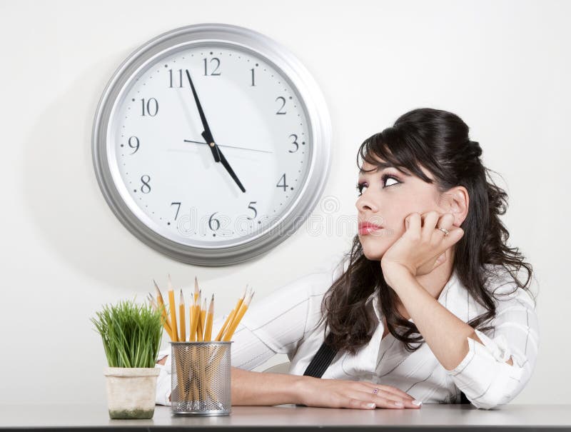 Bored woman at the end of the day royalty free stock photos