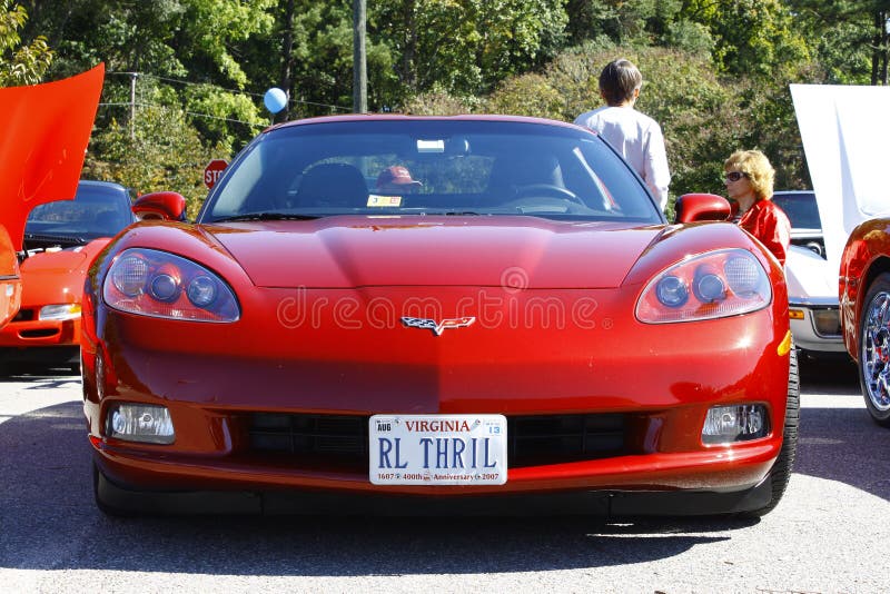 GLOUCESTER, VA- OCTOBER 13:A Burgundy Corvette at the Ken Houtz Chevrolet Buick, Camaro VS Corvette Humane Society car show and food drive in Gloucester Virginia on October 13, 2012. GLOUCESTER, VA- OCTOBER 13:A Burgundy Corvette at the Ken Houtz Chevrolet Buick, Camaro VS Corvette Humane Society car show and food drive in Gloucester Virginia on October 13, 2012