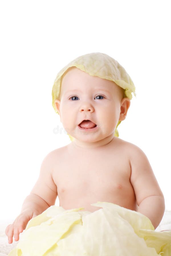 Baby born from cabbage stock photo. Image of closeup, daughter - 1458202