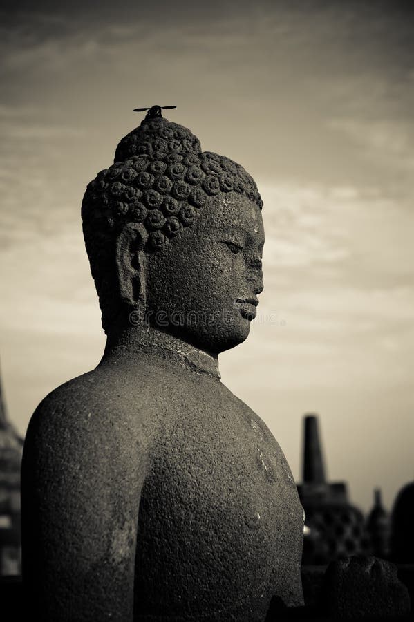 Borobudur菩萨・印度尼西亚Java雕象寺庙 库存图片
