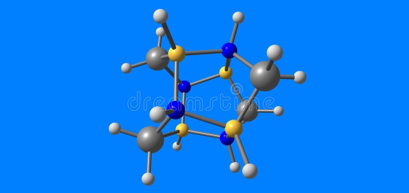Boron nitride nanocage molecular structure isolated on blue stock illustration