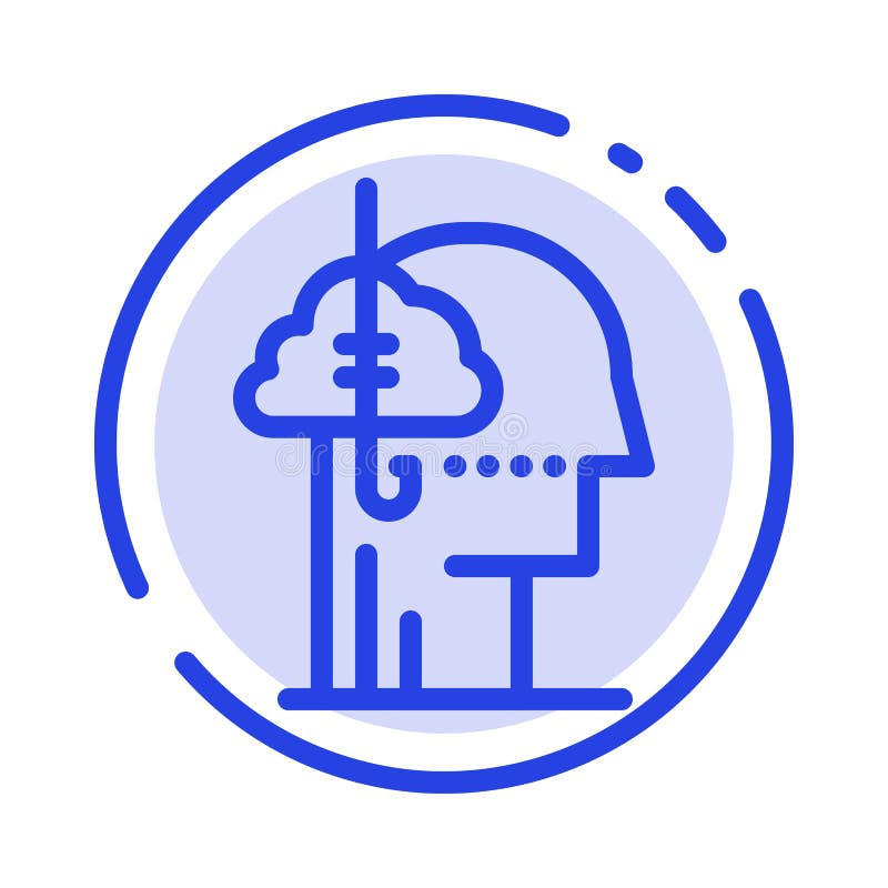 Borrowing Ideas, Addiction, Catch, Habit, Human Blue Dotted Line Line Icon stock illustration