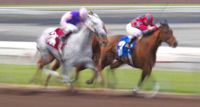 Desfoque de movimento de cavalos de corrida imagens de stock royalty free