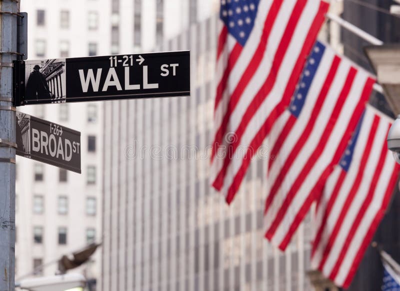 Borsa valori del segnale stradale del Wall Street NY