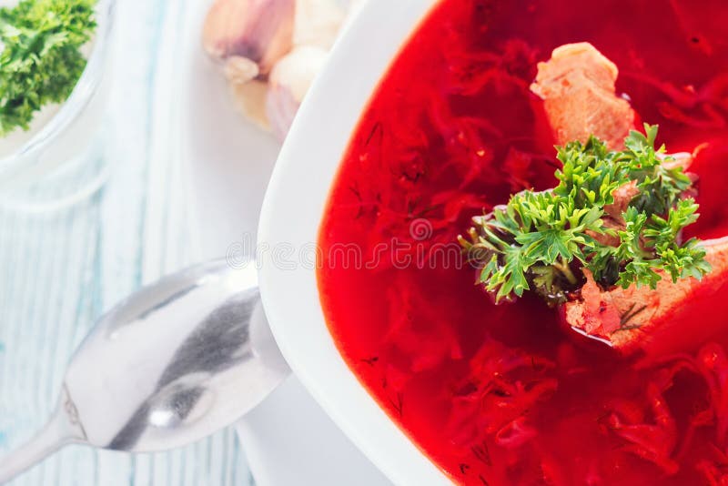 Borsch-sopa da culinária do russo e do ucraniano imagens de stock Borsch-sopa da culinária do russo e do ucraniano imagens de stock