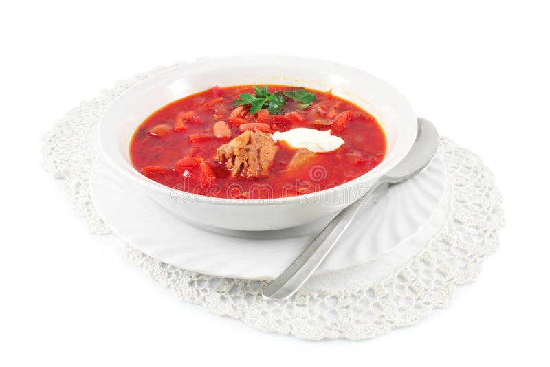 Borscht Traditional Russian Red Soup Stock Photo - Image of carrot ...