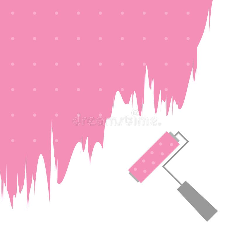 Borste för rulle för rosa färgprickmålarfärg för text på väggen stock illustrationer Borste för rulle för rosa färgprickmålarfärg för text på väggen stock illustrationer