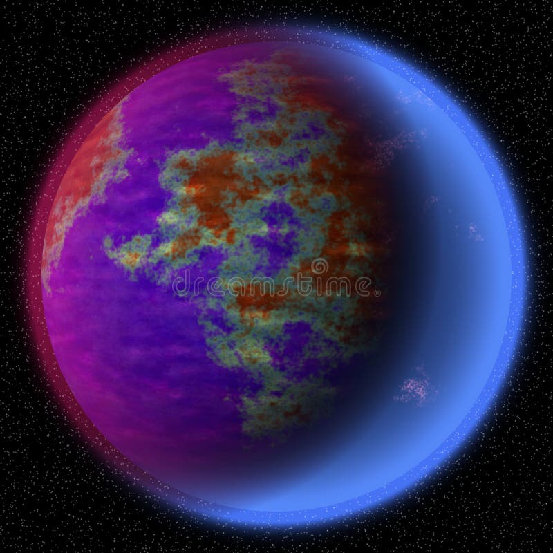 Borttappad planet i det avlägsna hörnet av universum En planet med shinning atmosfär som någonstans döljas vektor illustrationer Borttappad planet i det avlägsna hörnet av universum En planet med shinning atmosfär som någonstans döljas vektor illustrationer