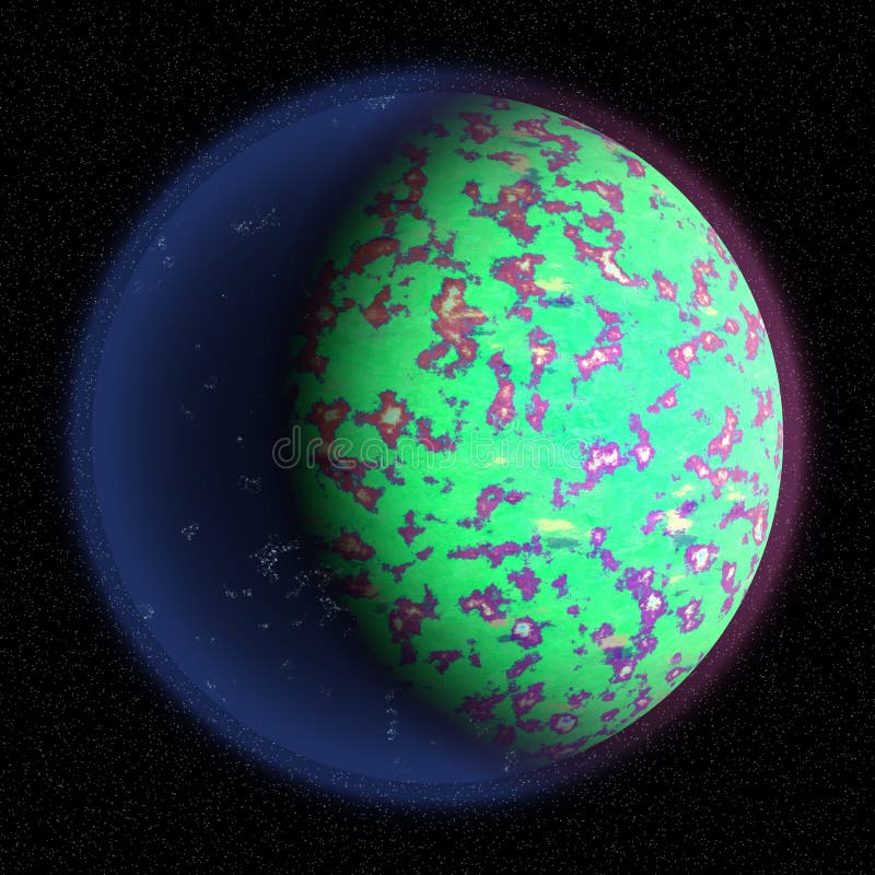 Borttappad planet i det avlägsna hörnet av universum En planet med shinning atmosfär som någonstans döljas royaltyfri illustrationer Borttappad planet i det avlägsna hörnet av universum En planet med shinning atmosfär som någonstans döljas royaltyfri illustrationer