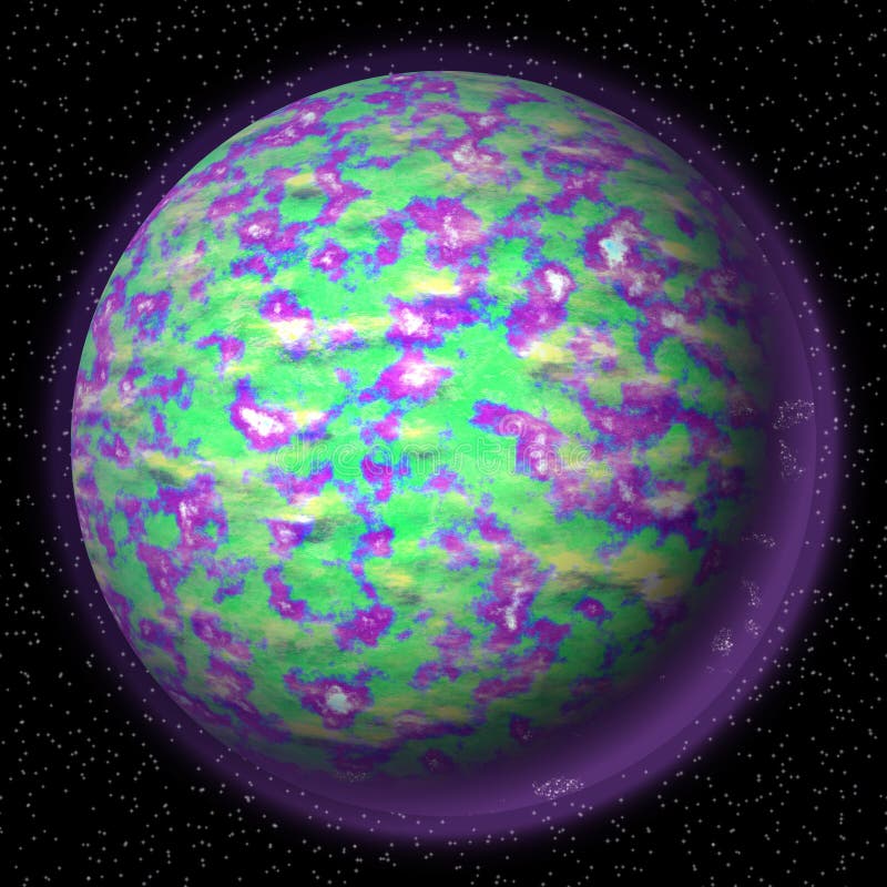 Borttappad planet i det avlägsna hörnet av universum En planet med shinning atmosfär som någonstans döljas royaltyfri illustrationer Borttappad planet i det avlägsna hörnet av universum En planet med shinning atmosfär som någonstans döljas royaltyfri illustrationer