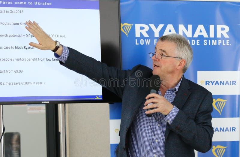 Ryanair press-conference at Kyiv-Boryspil airport, Ukraine