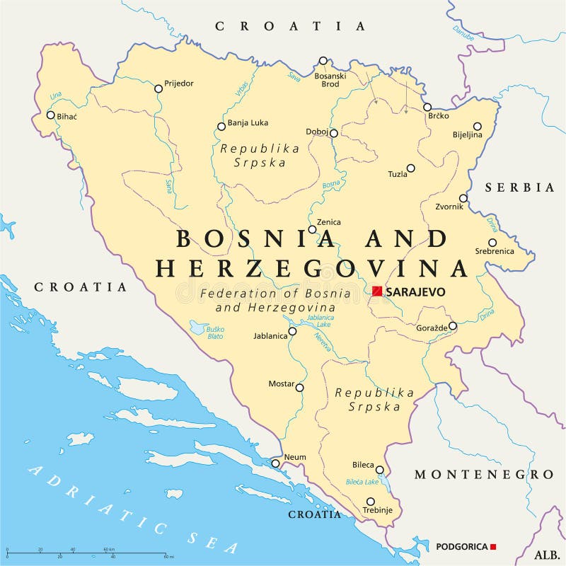 Bosnia & Herzegovina map stock vector. Illustration of albania - 34684960