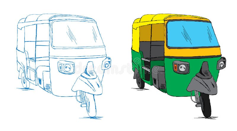 Bosquejo auto indio del carrito - ejemplo del vector ilustración del vector Bosquejo auto indio del carrito - ejemplo del vector ilustración del vector