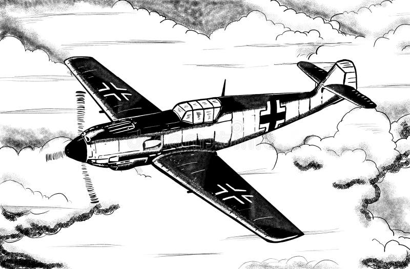 Bosquejo De Digitaces De Los Aviones Alemanes De La Guerra Mundial 2 Stock  de ilustración - Ilustración de aeroplano, arma: 109875930